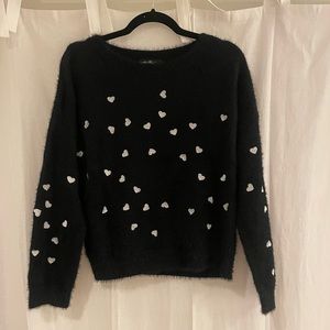 Black Sweater with White Hearts